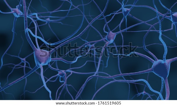 3D illustration on a microscopic\
level of the brain neurons in the central nervous\
system.