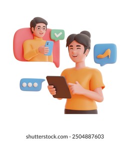 3d illustration of online communication through mobile, distance connect, messaging abstract - Powered by Shutterstock