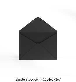 3D Illustration. Open The Black Envelope Out Of Designer Paper.
