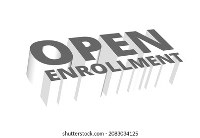 3D Illustration Of Open Enrollment Text 