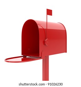 3d Illustration Of Opened Red Mailbox