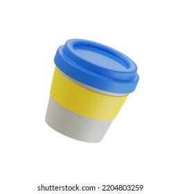 3d Illustration Of Paper Or Plastic Beverage Cup With Tube For Soda, Juice, Coffee, Tea. Isolated On White Background