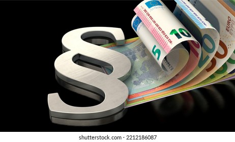 3D Illustration, Paragraph Symbol And Euro Bills