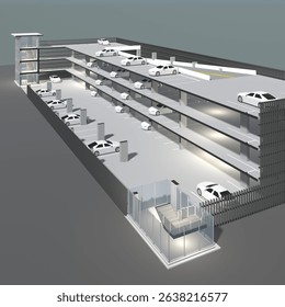 3D illustration of parking facility