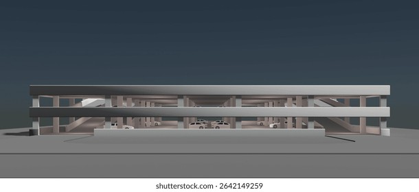 3D illustration of parking facility