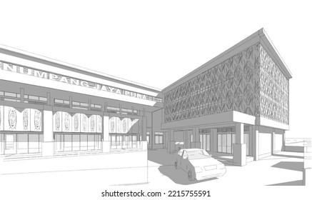 3d Illustration Passenger Terminal Di Jayapura, Indonesia