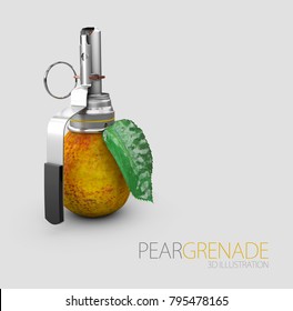 3d Illustration of pear grenade isolated on gray background. - Shutterstock ID 795478165