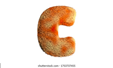 a 3D illustration of a perfect Fluffy and hairy isolated letter family with an easy path/mask
