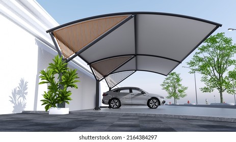 3D Illustration Photos Of Modern Car Parking Shade