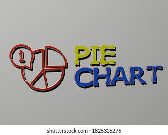 3D illustration of PIE CHART graphics and text made by metallic dice letters for the related meanings of the concept and presentations, 3D illustration