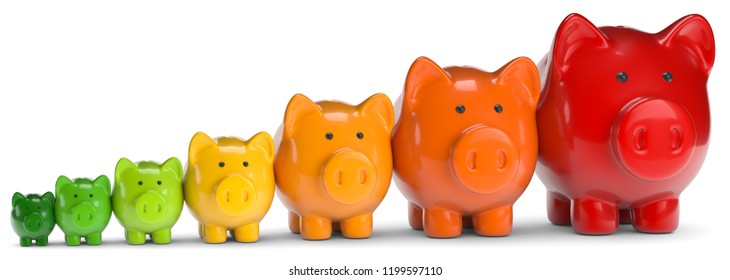 3d Illustration Piggy Banks Lowering Energy Consumption