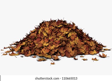 3d illustration of a pile of autumn leaves.