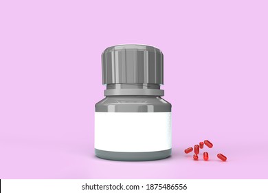 3D illustration of pill bottle for use as PSD and Mockup