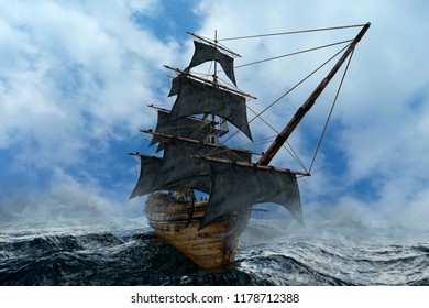 1,524 Night ocean with pirate ship Images, Stock Photos & Vectors ...