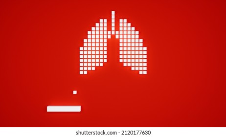 3d Illustration Pixel Organ Breakout Lungs