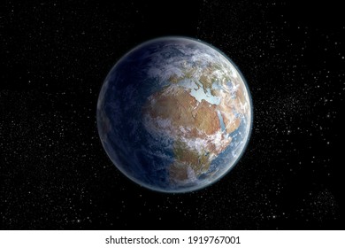 3D Illustration of planet Earth showing the continents of Africa and Europe, with the clipping path included in the file. Elements of this image furnished by NASA.