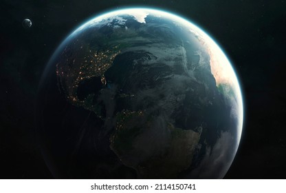 3D Illustration Planet Earth View From ISS Orbit. Elements Of Image Provided By Nasa