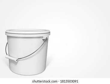 3D Illustration. Plastic Can Of Paint Mockup Isolated On White Background.