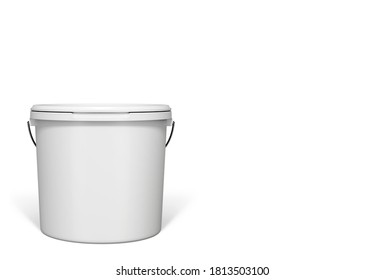 3D Illustration. Plastic Can Of Paint Mockup Isolated On White Background.