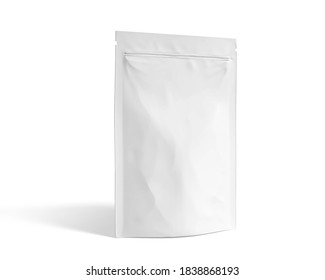 3D Illustration. Plastic Pouch Packaging Mockup in white background