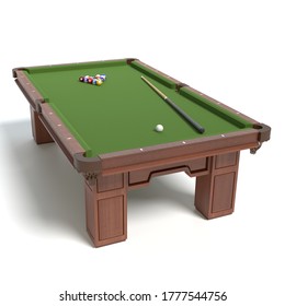 3d Illustration Of A Pool Table