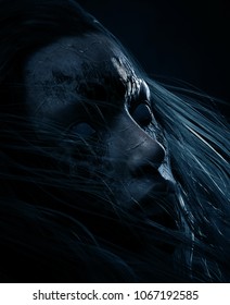 3d Illustration Portrait Of Scary Ghost Woman,Horror Image,Ghost Image Concept And Ideas