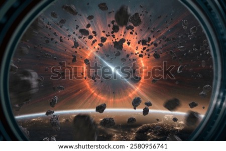 3D illustration of A powerful supernova explosion, a birth of the star in deep space. High quality digital space sci-fi art in 5K - realistic visualization. Render