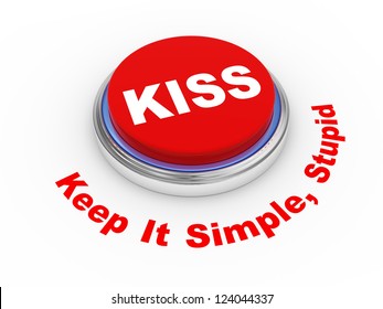 3d illustration of principle of KISS ( Keep It Simple, stupid) button
