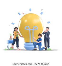 3D Illustration Problem Solving, Lights, lamp, idea, people, discussion
