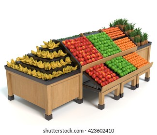 3d Illustration Of A Produce Display Table