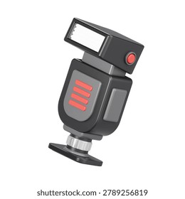 3D illustration of a professional camera flash speedlight