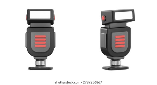 3D illustration of a professional camera flash speedlight