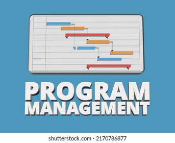 3D Illustration Of Program Management Concept With Master Schedule Icon.