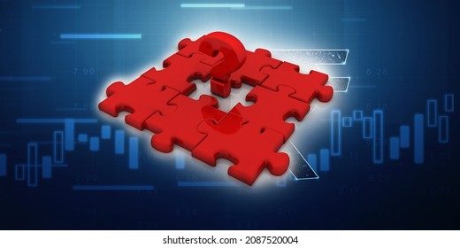 3d illustration  puzzle and question mark