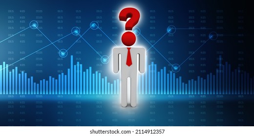 3d illustration Question Mark. 3D. 3d small people - complicated questionmark