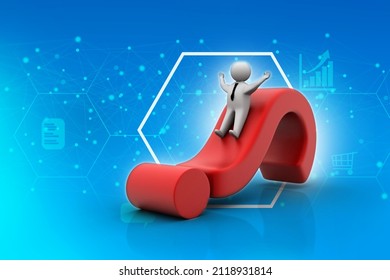 3d illustration Question Mark. 3D. 3d small people - complicated questionmark
