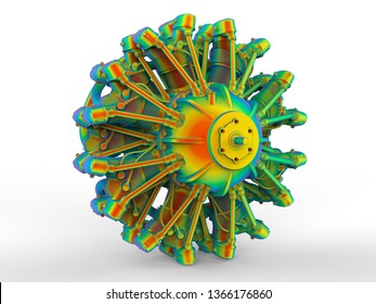 3D illustration - radial engine analysis concept