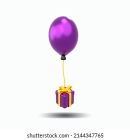 3d Illustration Ramadan Balloon Giftbox Object Premium Psd