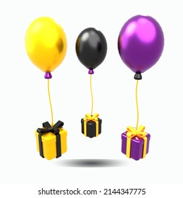 3d Illustration Ramadan Balloon Giftbox Object Premium Psd