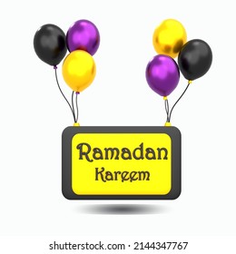 3d Illustration Ramadan Balloon Greeting Object Premium Psd