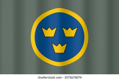 3D Illustration With Realistic Texture And Lighting Depicting The Flag Of The Swedish Air Force (roundel)