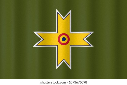 3D Illustration With Realistic Texture And Lighting Depicting The Flag Of The Romanian Air Force (roundel) (1941 To 1944)