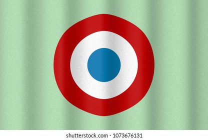 3D Illustration With Realistic Texture And Lighting Depicting The Flag Of The French Air Force (roundel)