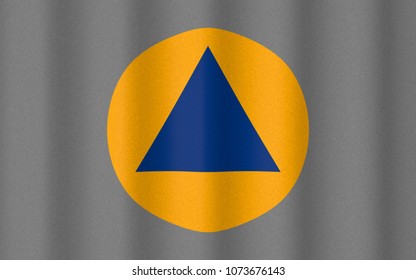 3D Illustration With Realistic Texture And Lighting Depicting The Flag Of Civil Defence (international Roundel)