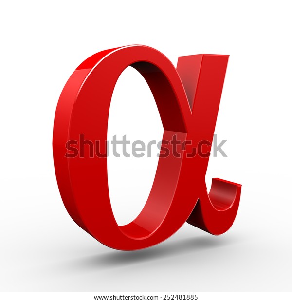 3d Illustration Red Alpha Symbol Sign Stock Illustration 252481885