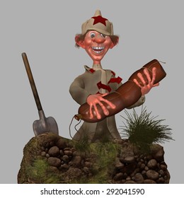 3d Illustration Red Army Man On War/3d Illustration War Brings To A Schamtya That Who Is At War