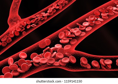 3d Illustration of red blood cells in vein.