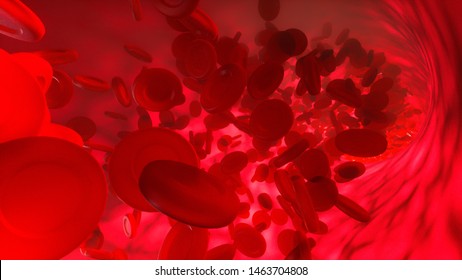 3D illustration of Red Blood Platelets in a vein in the human body