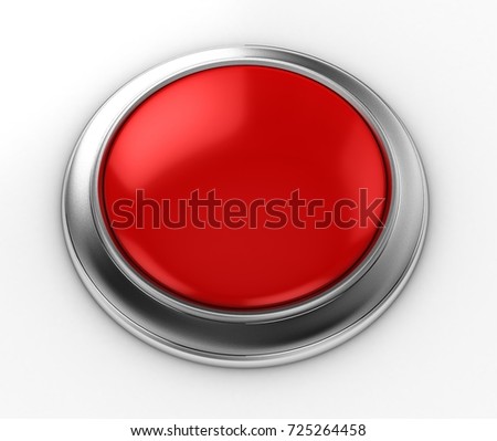 3D Illustration of a Red Button as a clean mock up template for creative use