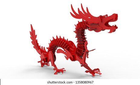 3d Illustration Red Dragon Cutout Stock Illustration 1358080967 ...